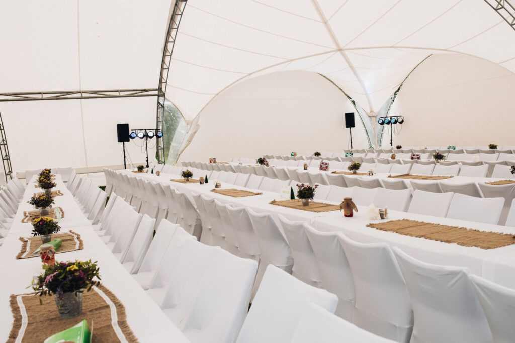 catering with white long tables chairs scaled 1 1 Home